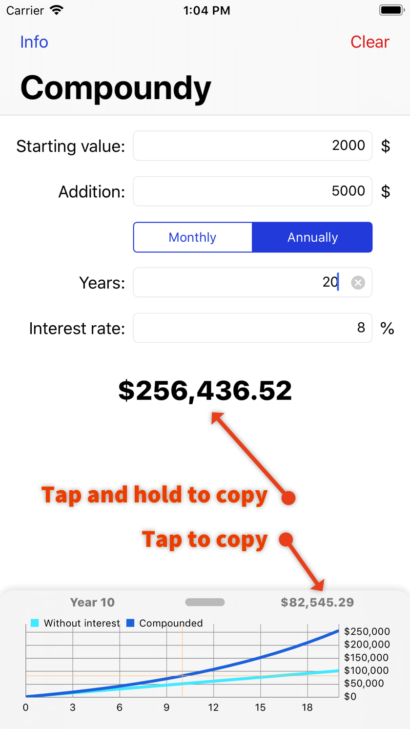 Copying data - compound interest calculator