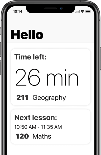 Time table - Home screen - iPhone X