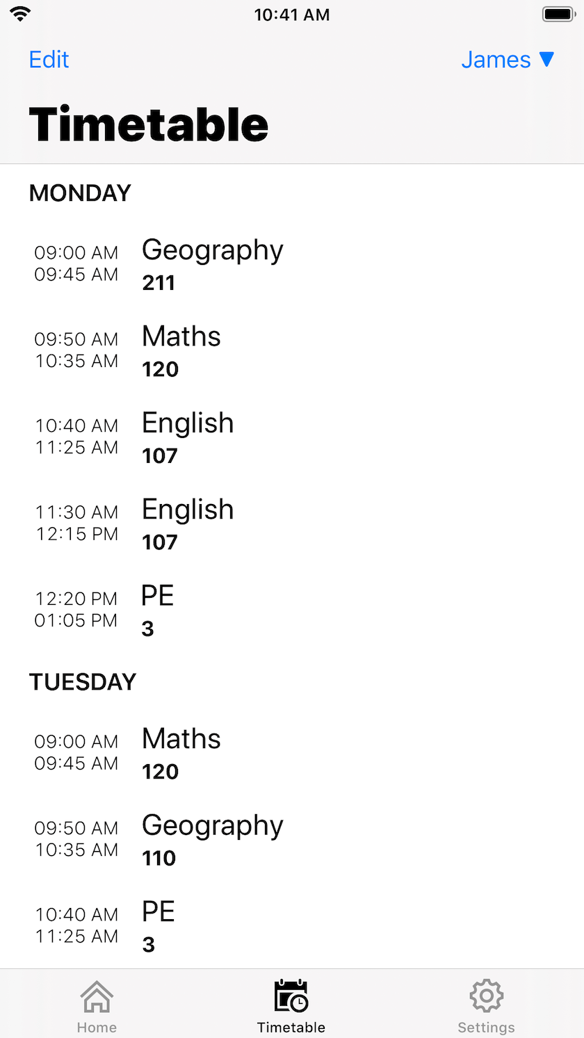Timetable - time table - iOS
